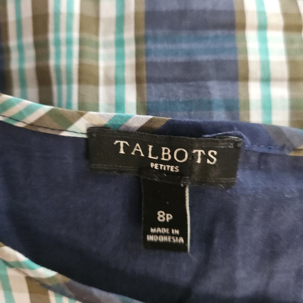 NWOT Talbots blue green coastal plaid shift dress Womens 8 - Picture 6 of 8